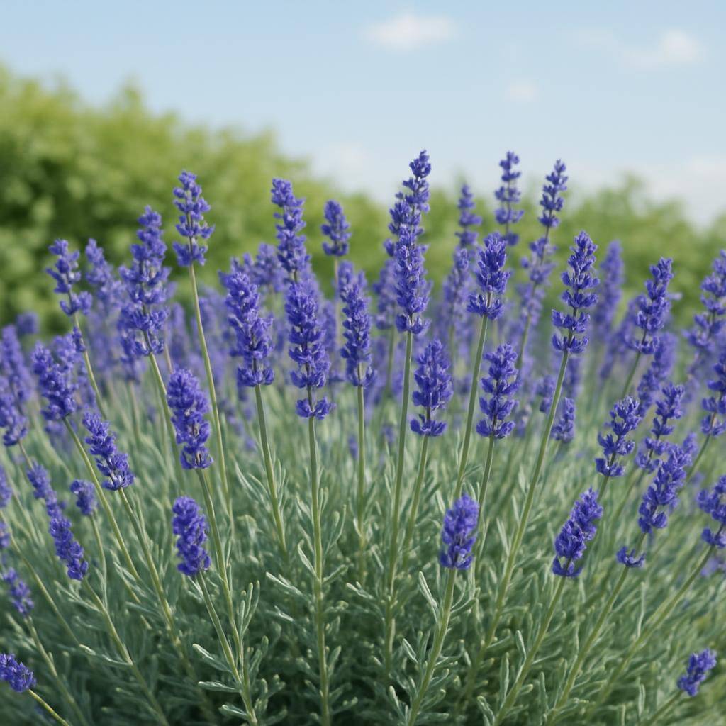 Lavendel i en solrig have med blå-lilla blomster og sølvgrønne blade Lavendel: Egenskaber, dyrkning og anvendelser i haven og hjemmet